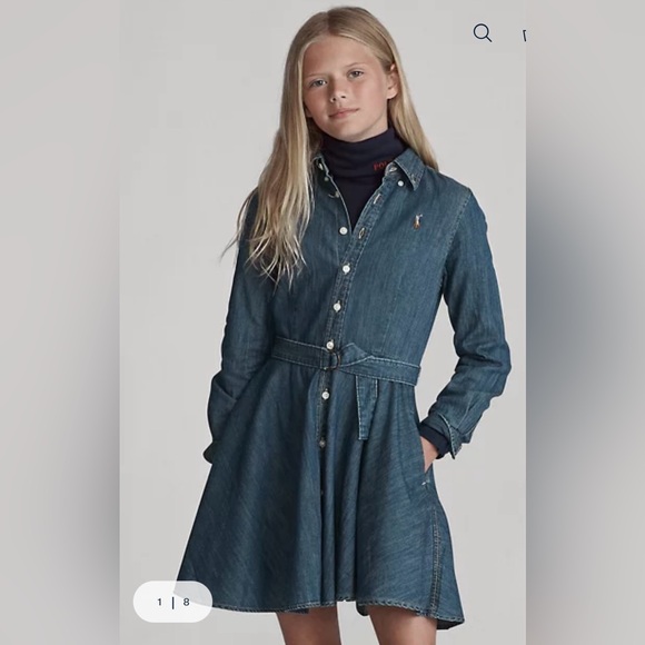 Belted Cotton Denim Shirtdress RALPH LAUREN for girls - Picture 6 of 10